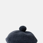 Damson Madder Knitted Pom Pom Beret Navy.