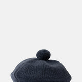 Damson Madder Knitted Pom Pom Beret Navy.