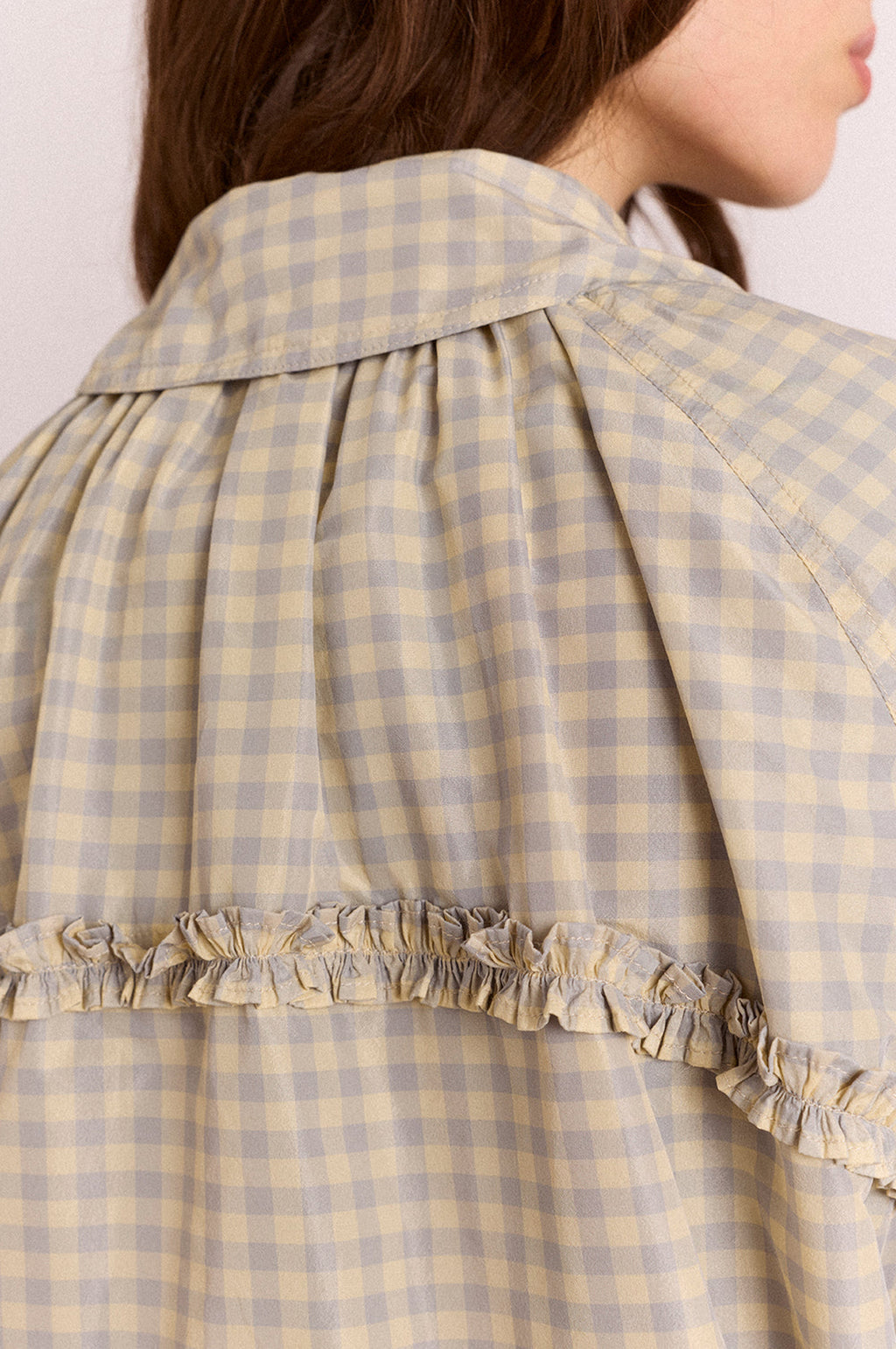 Lailah Lightweight Bomber Oyster Gingham