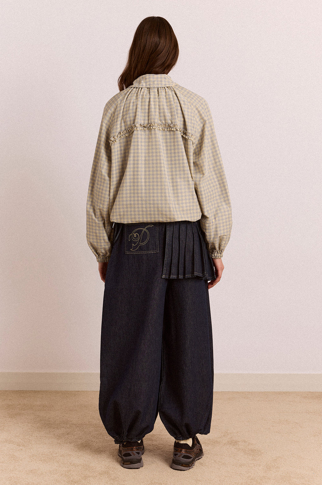 Lailah Lightweight Bomber Oyster Gingham