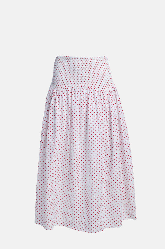 Layla Skirt Off White and Red Spot