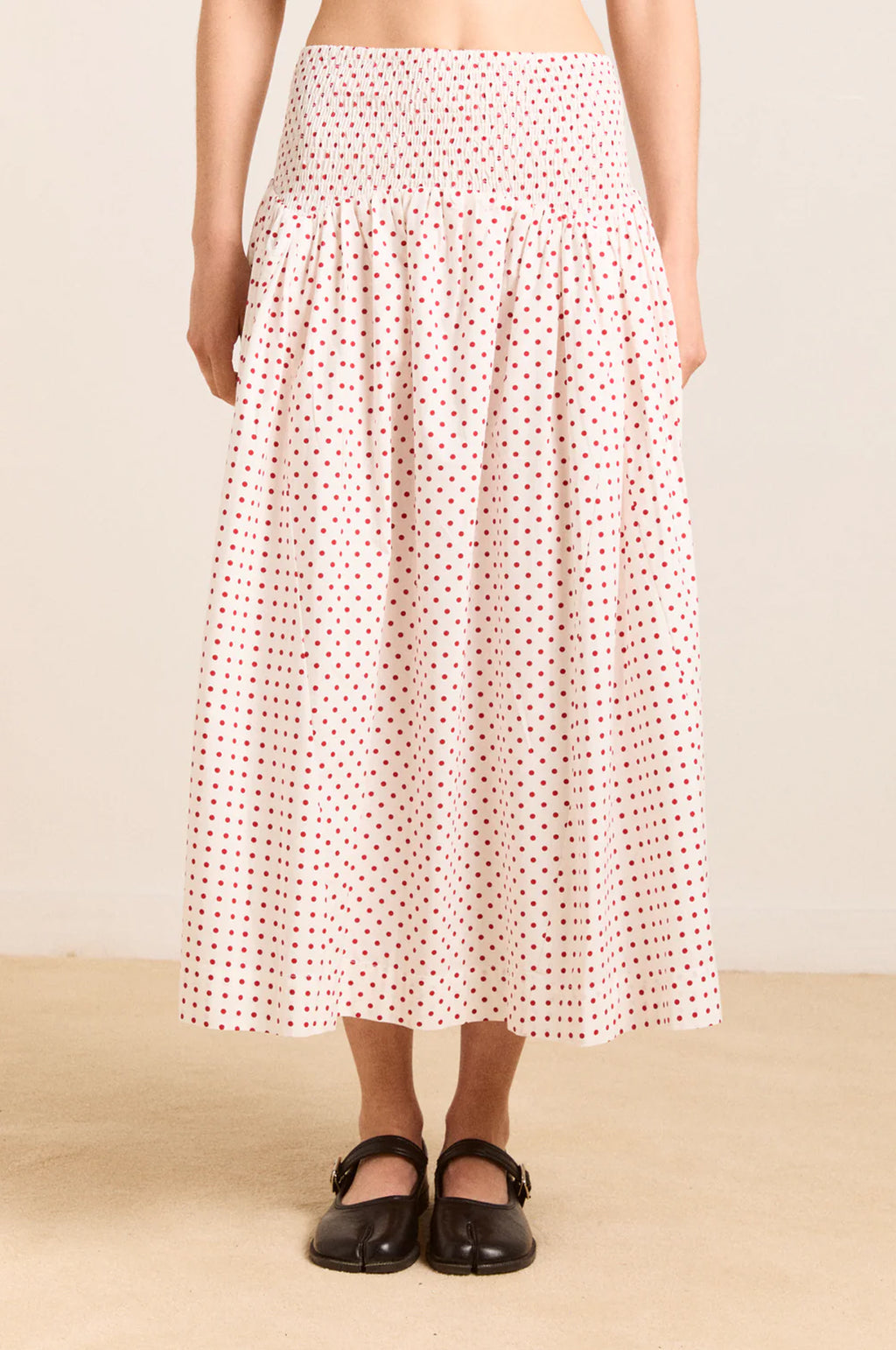 Damson Madder Layla Skirt Off White and Red Spot.