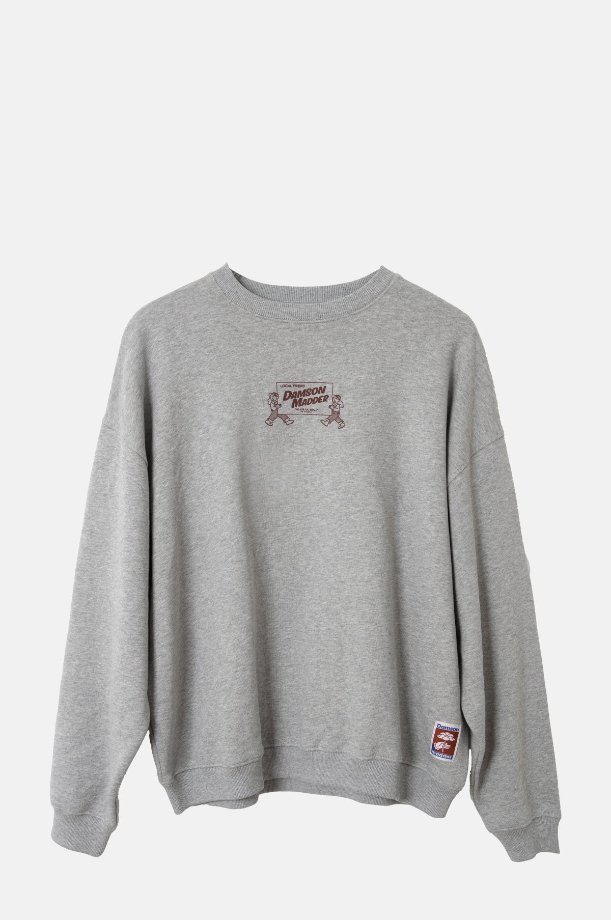 Damson Madder Local Fixers Graphic Sweat Grey Marl.