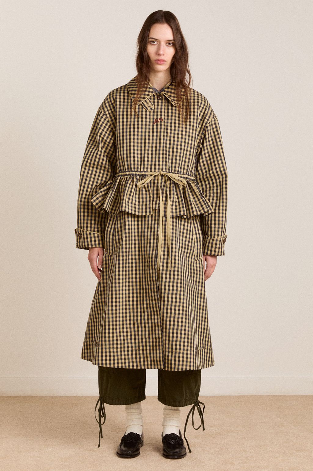 Myrtle Trench Coat Navy Gingham