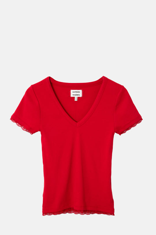 Paige V-Neck Tee Red