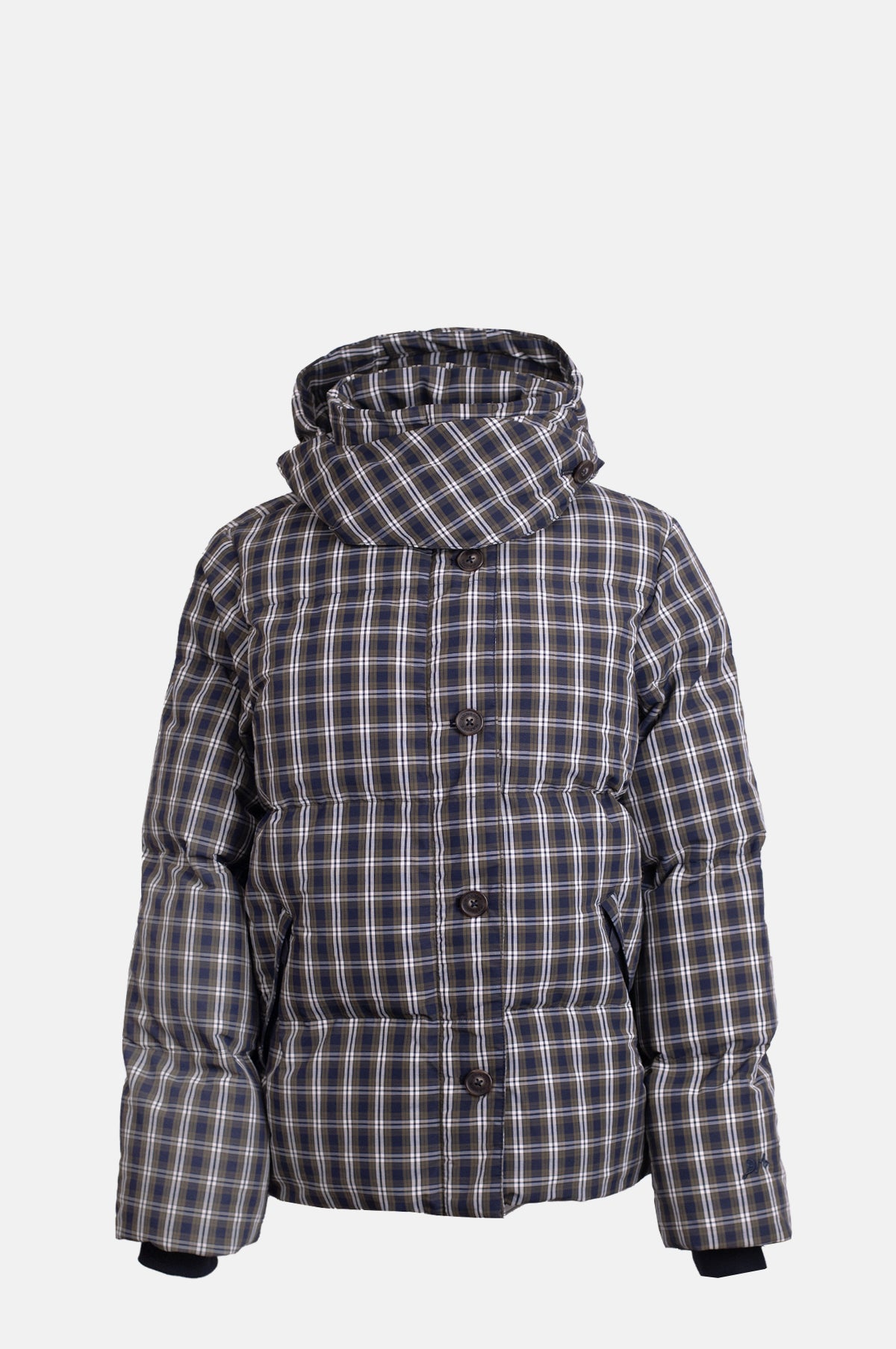 Damson Madder Pearl Hooded Puffer Lyra Check.