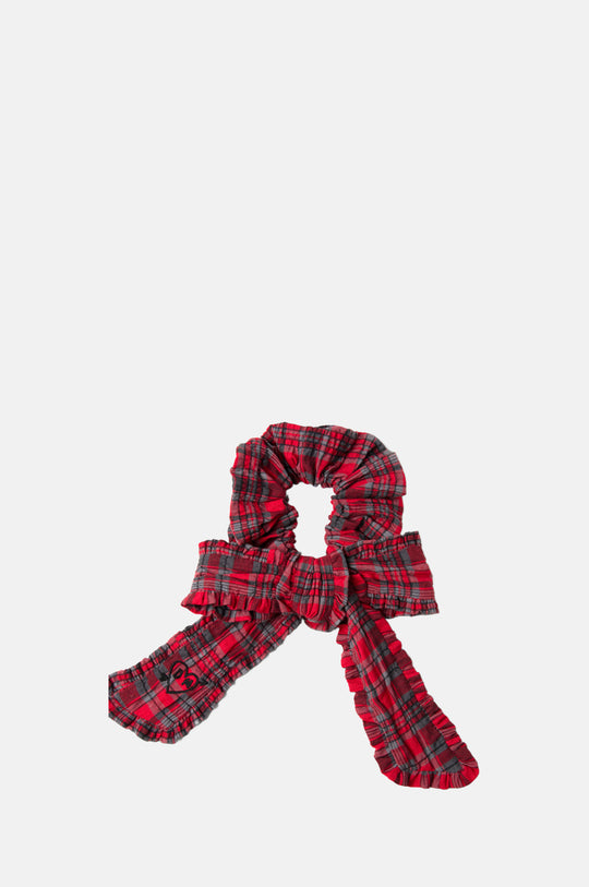 Red Check Bow Scrunchie