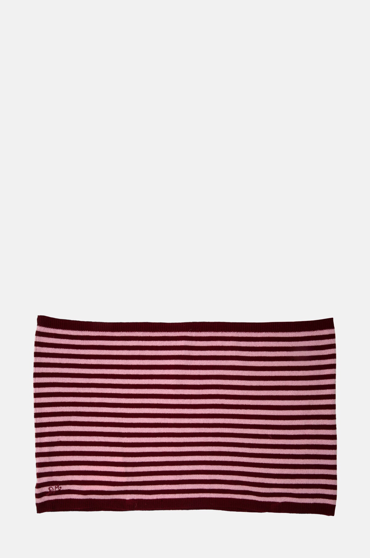 Damson Madder Snood Scarf Pink Red Stripe.