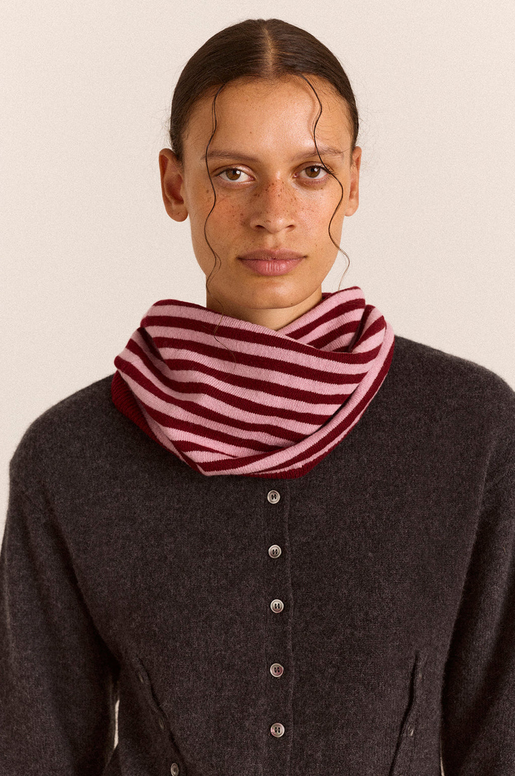 Snood Scarf Pink/Red Stripe