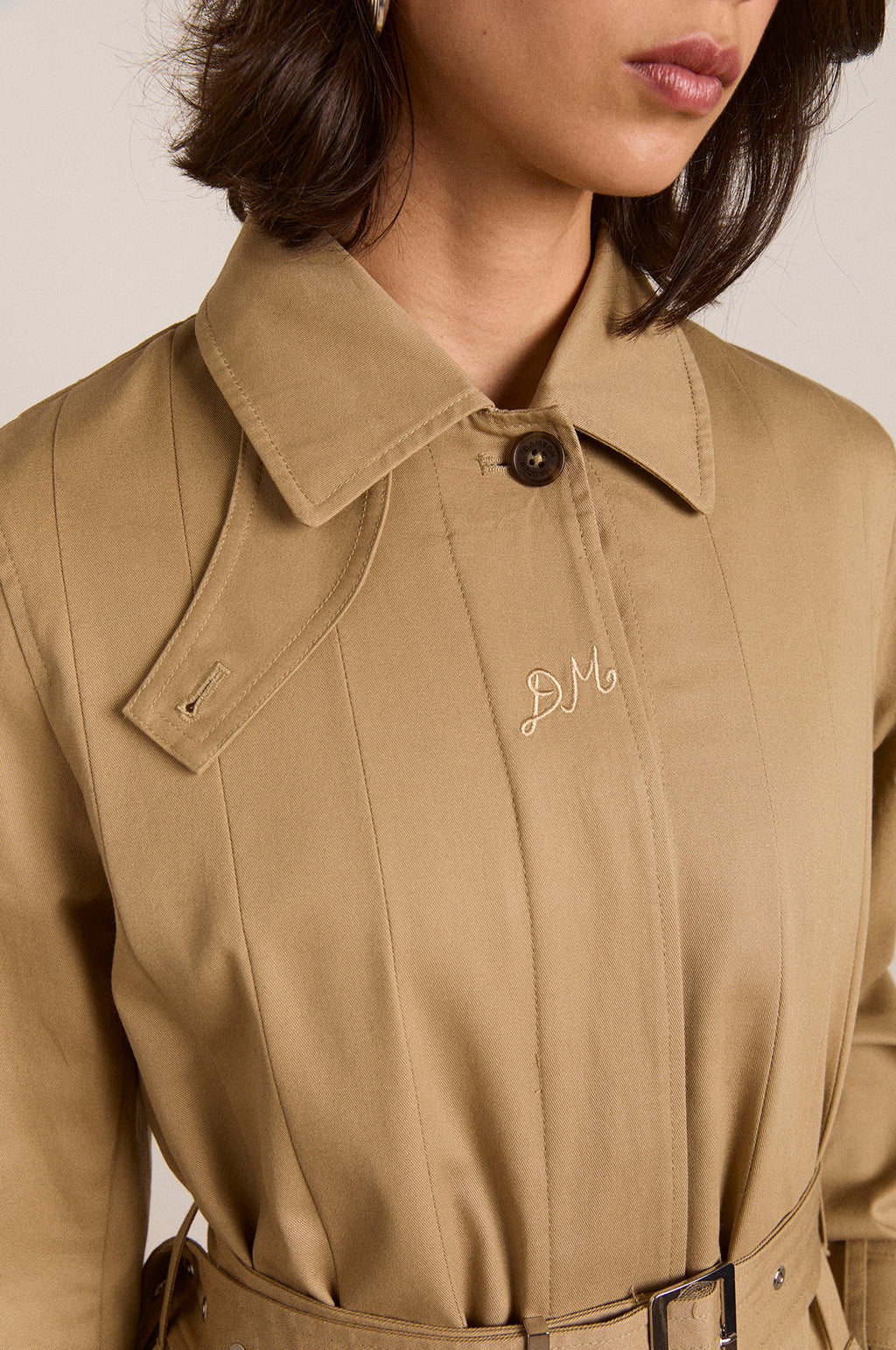 Sofia Pleated Trench Light Stone