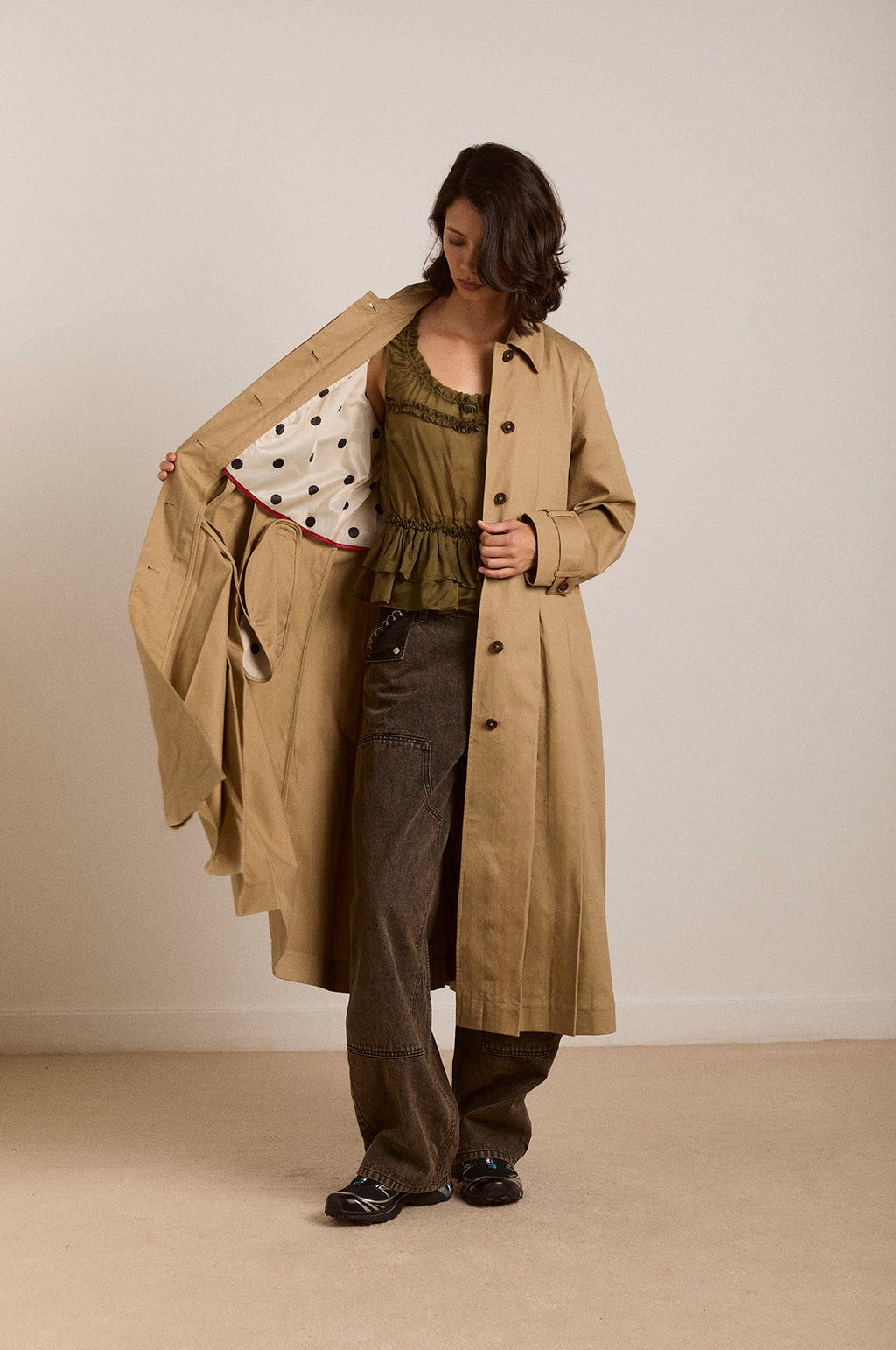 Sofia Pleated Trench Light Stone