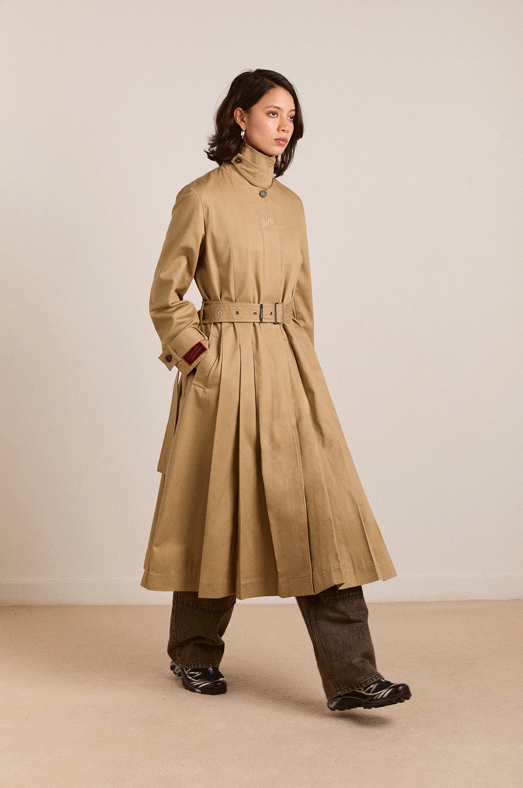 Sofia Pleated Trench Light Stone