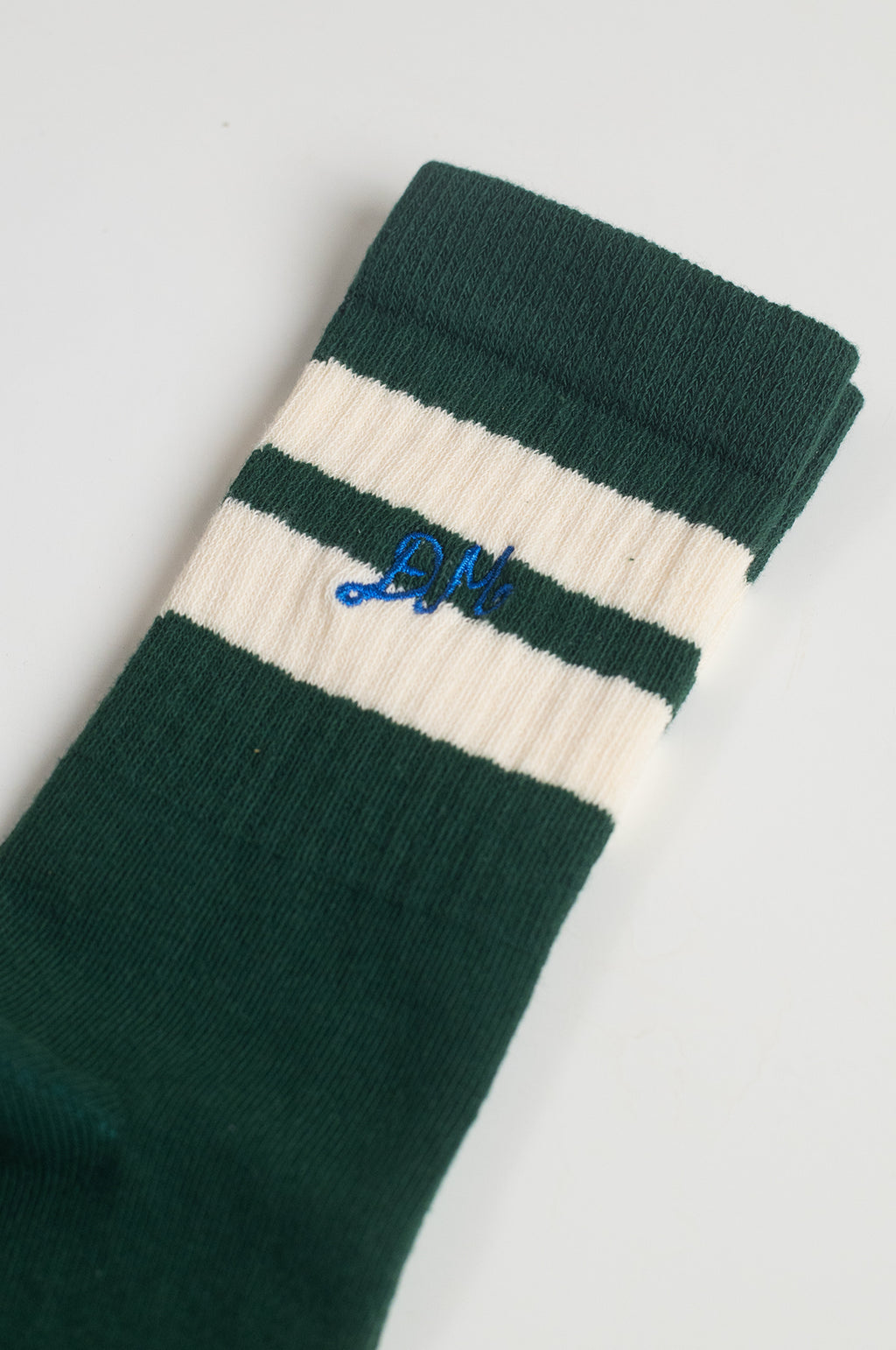 Sporty Calf Length Socks Green & Cream