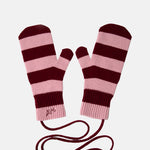 Damson Madder String Mittens Pink and Red Stripe.