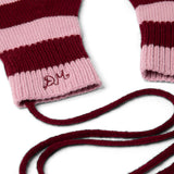 String Mittens Pink & Red Stripe