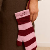 String Mittens Pink & Red Stripe