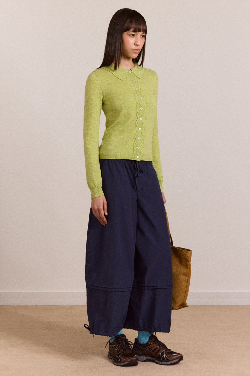 Voula Wool and Cashmere Blend Cardigan Lime