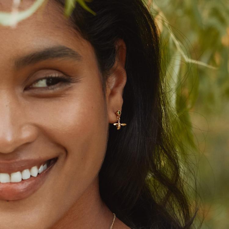 A.M. Earth Day Bee Earrings Gold