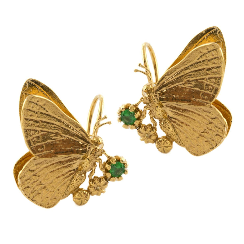 A.M. Duke of Burgundy Butterfly Cluster Hook Earrings Gold
