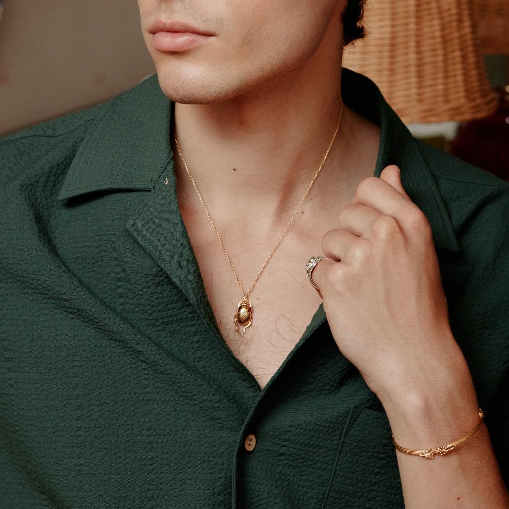 A.M. Dor Beetle Necklace Gold