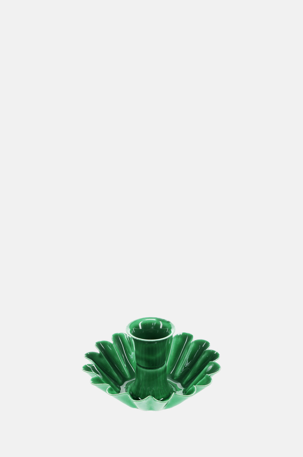 Enamel Cupped Flower Candle Holder Dark  Green.