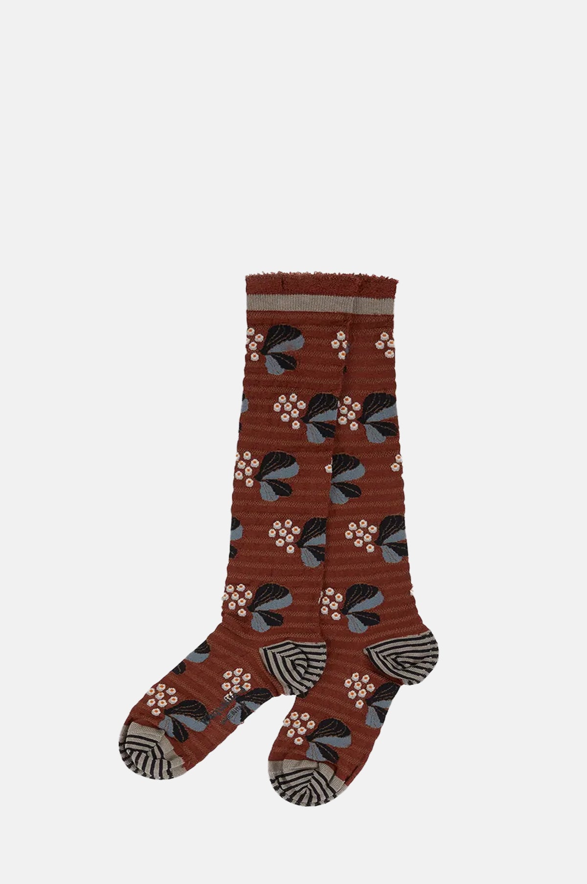 Exquisite J Berries Subtle Stripe Socks Brown.