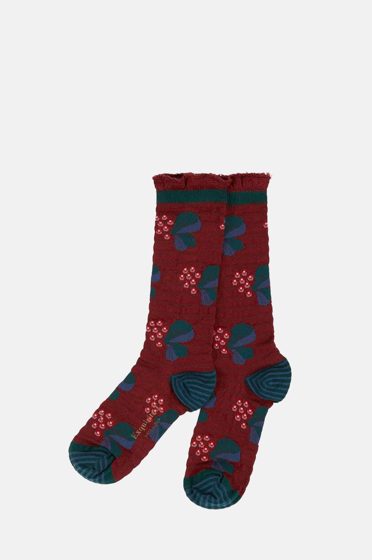 Exquisite J Berries Subtle Stripe Socks Red.