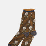 Exquisite J Floral Stripe Socks Blue.