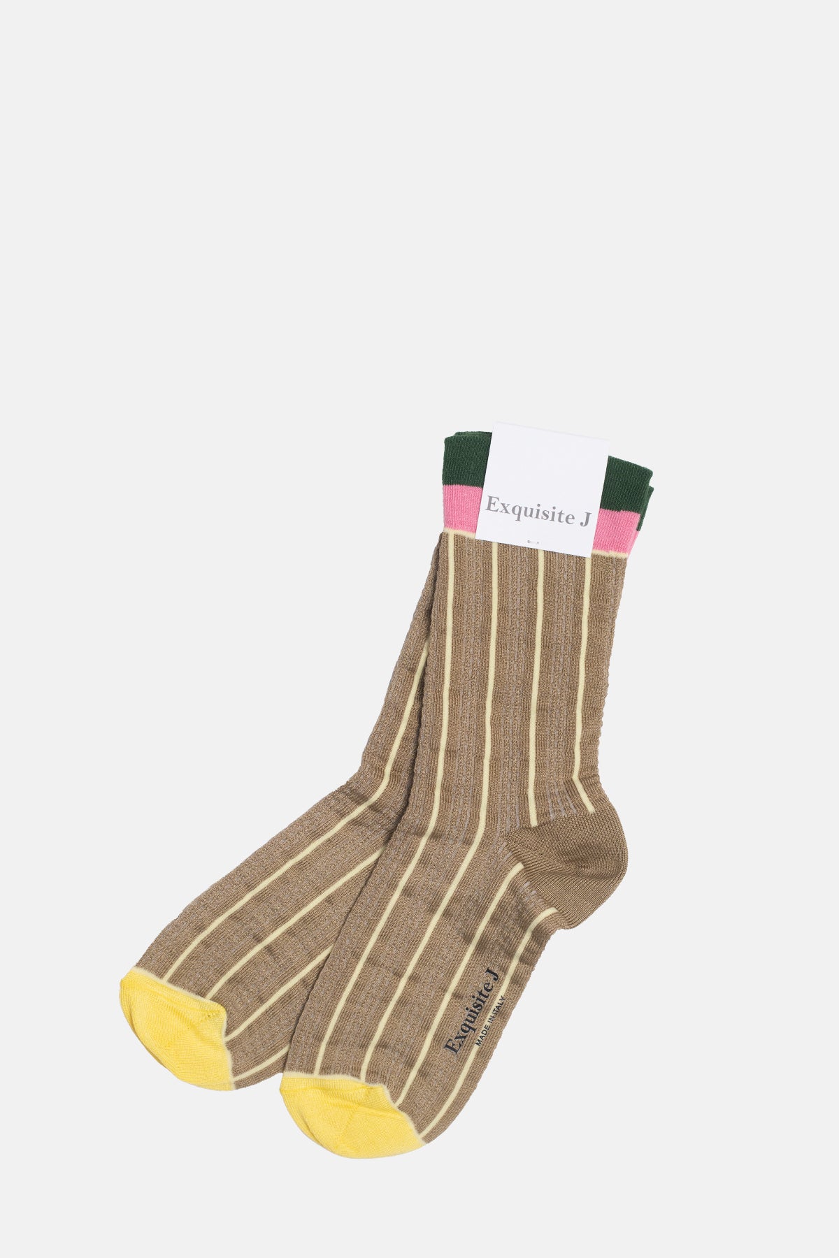 Exquisite J Stripe Socks Yellow.