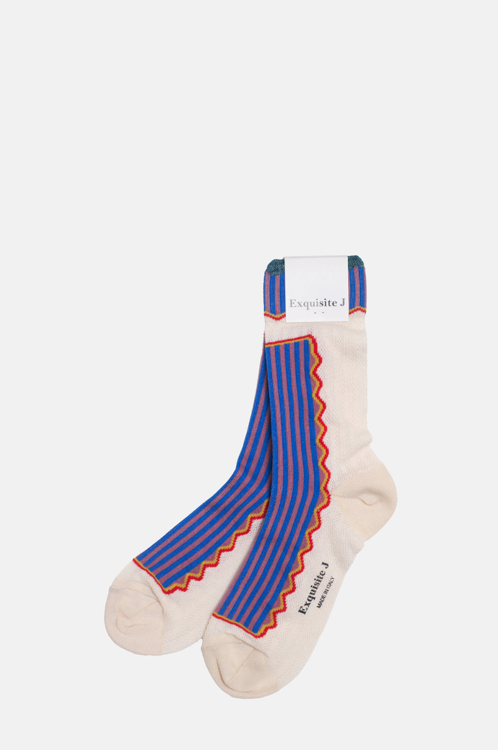 Exquisite J Stripe and Wiggle Socks Blue.