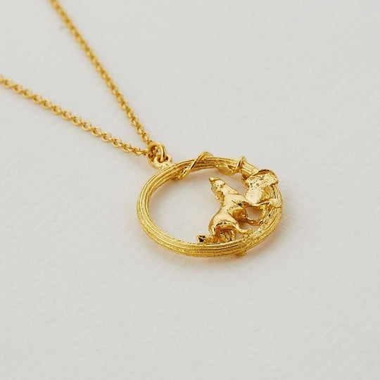 A.M. Column Loop Necklace with Howling Wolf Gold