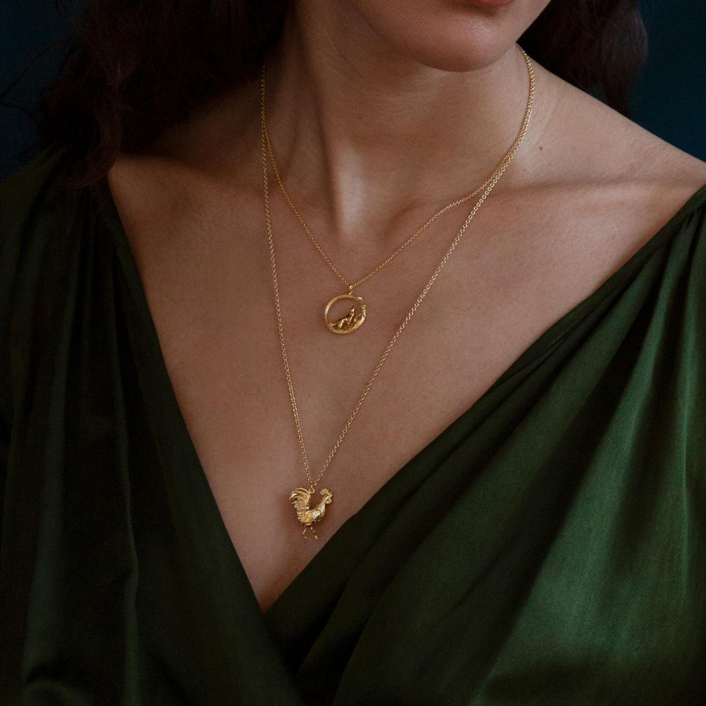 A.M. Column Loop Necklace with Howling Wolf Silver