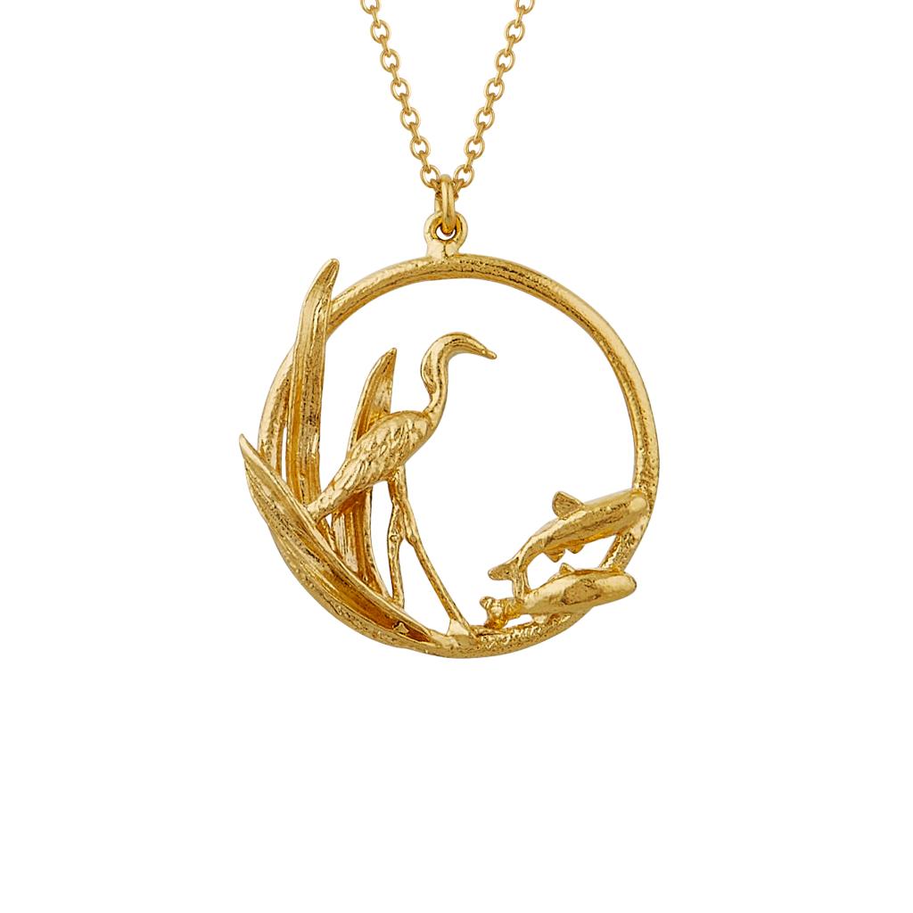 A.M. The Heron and the Fish Loop Necklace Gold