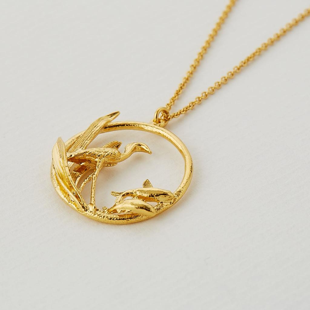 A.M. The Heron and the Fish Loop Necklace Gold
