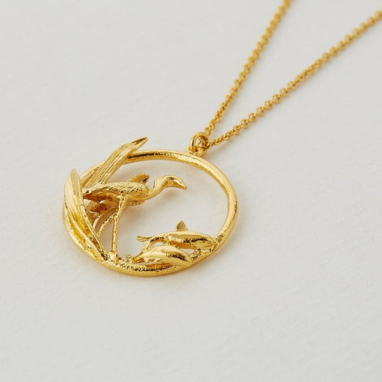 A.M. The Heron and the Fish Loop Necklace Gold