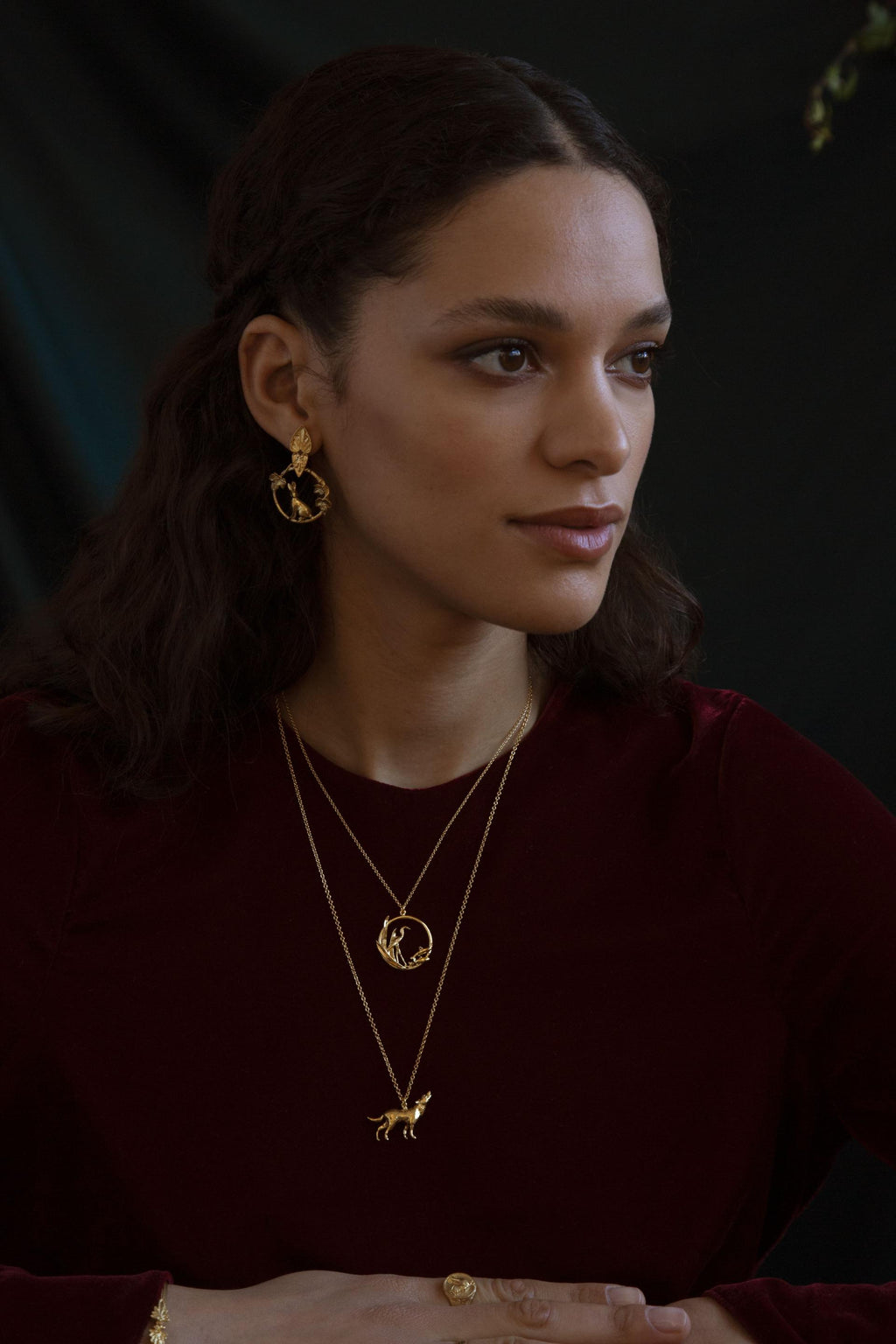 A.M. The Heron and the Fish Loop Necklace Gold