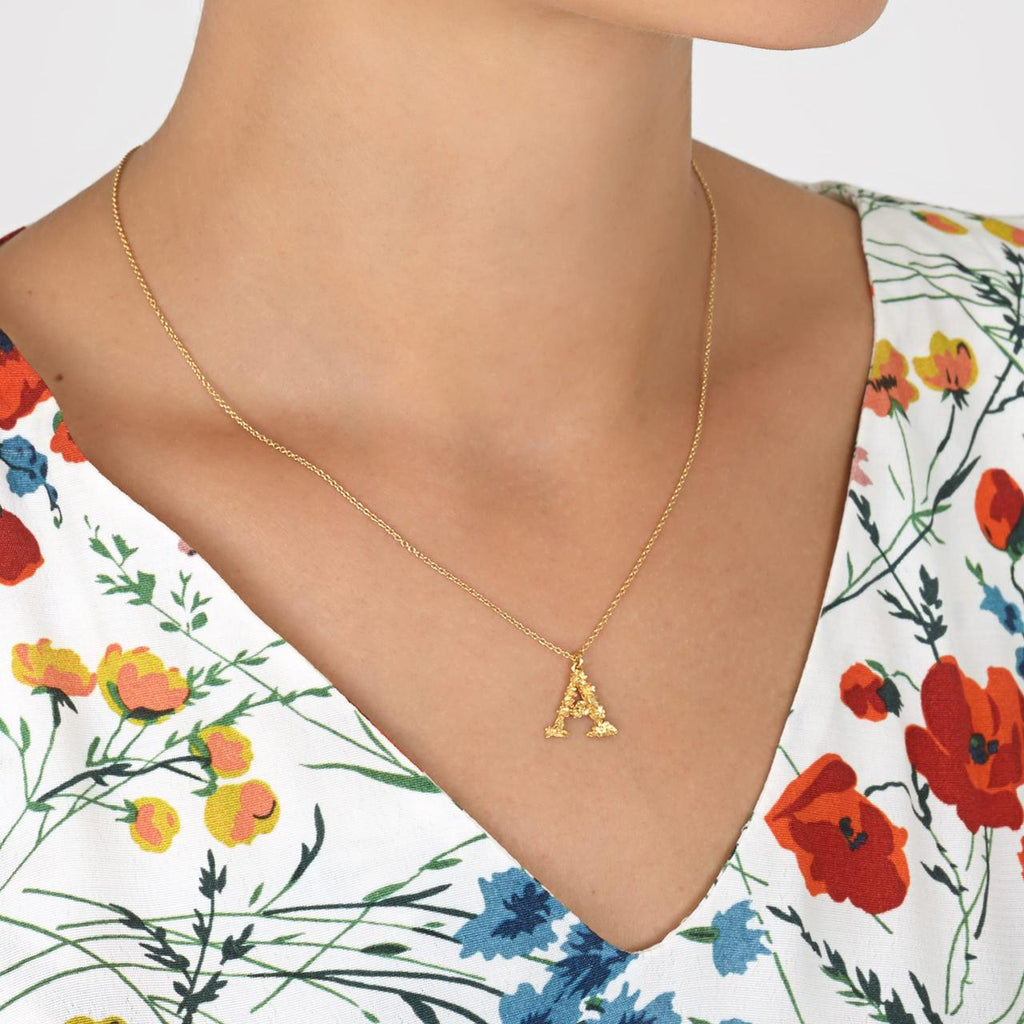 A.M. Floral Alphabet A Necklace Gold