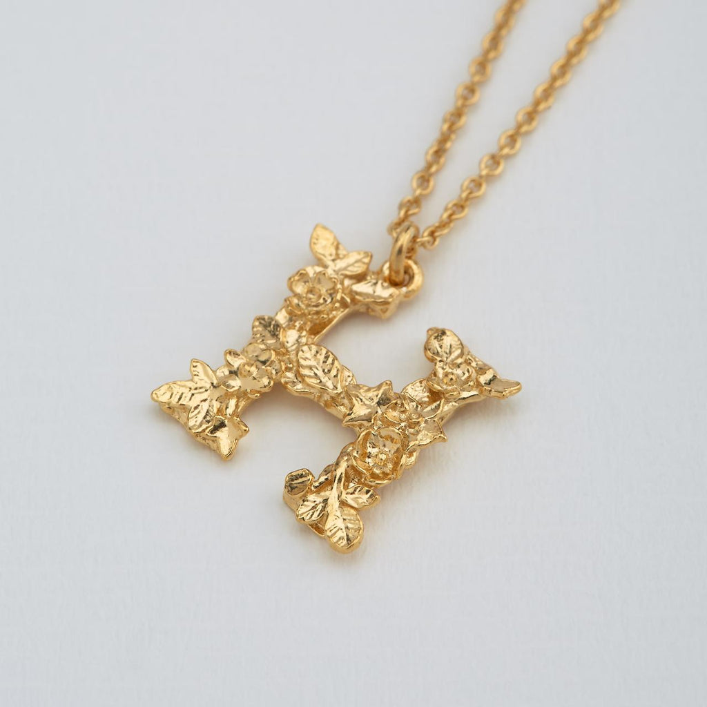 A.M. Floral Alphabet H Necklace Gold