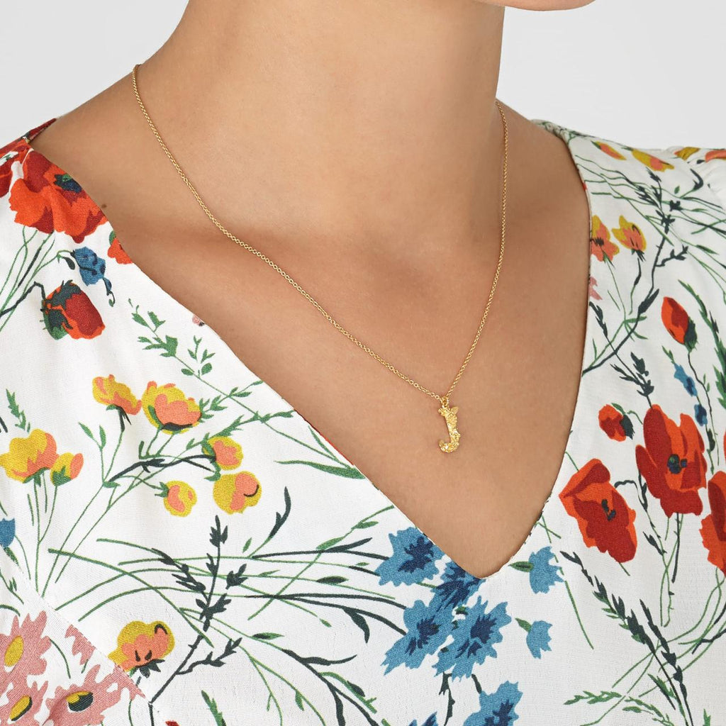 A.M. Floral Alphabet J Necklace Gold