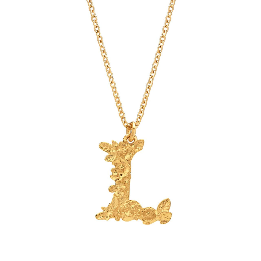A.M. Floral Alphabet L Necklace Gold
