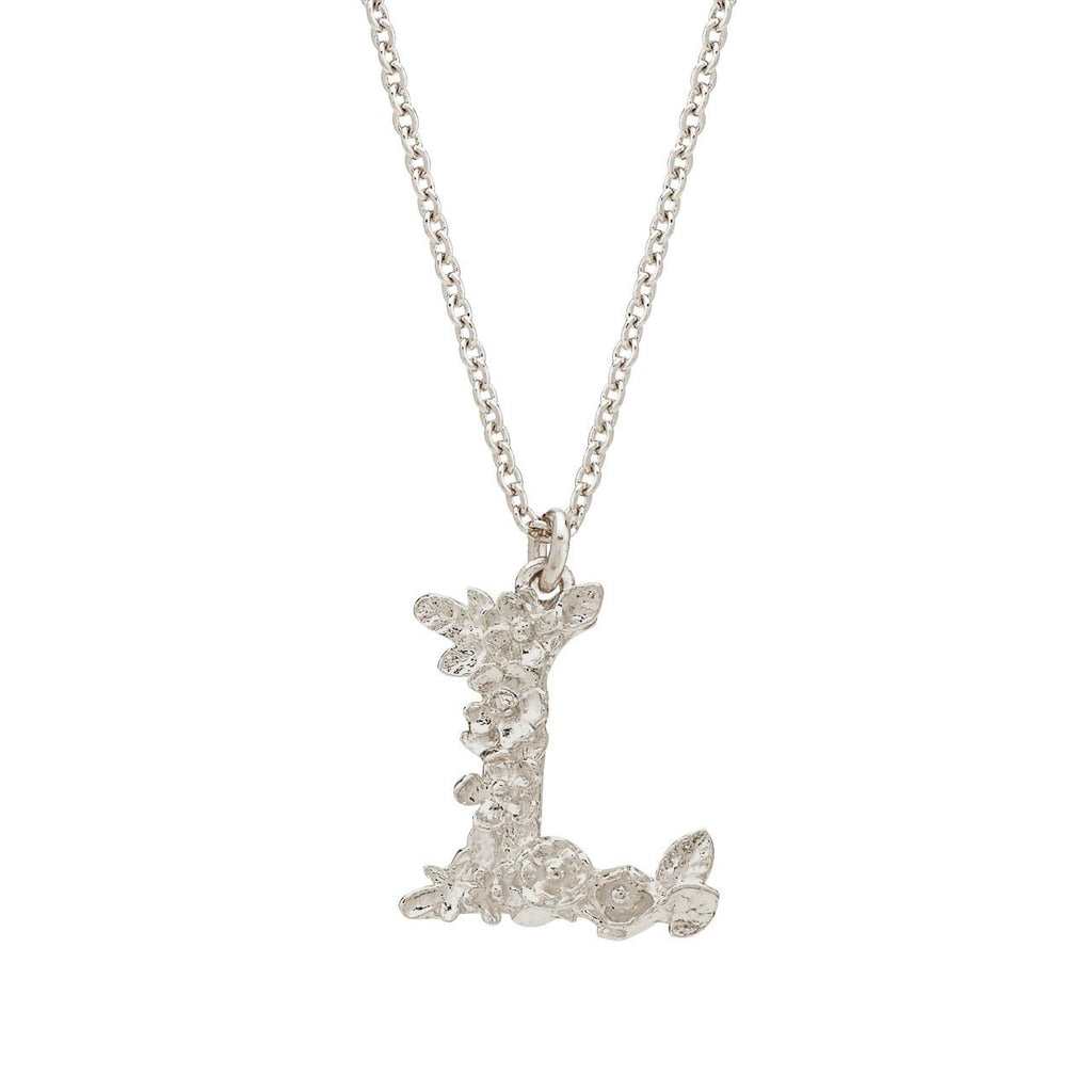 A.M. Floral Alphabet L Necklace Silver