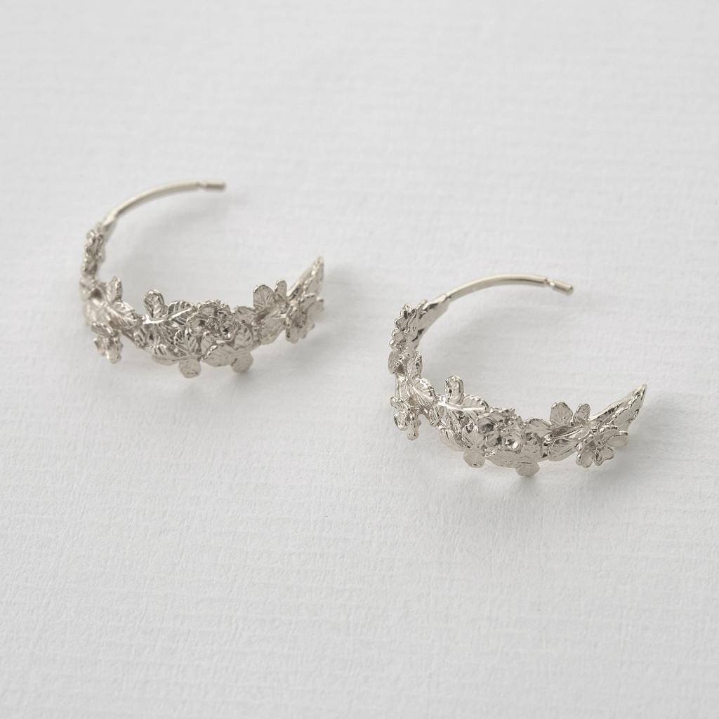 A.M. Wildrose Wide Hoop Earrings Silver