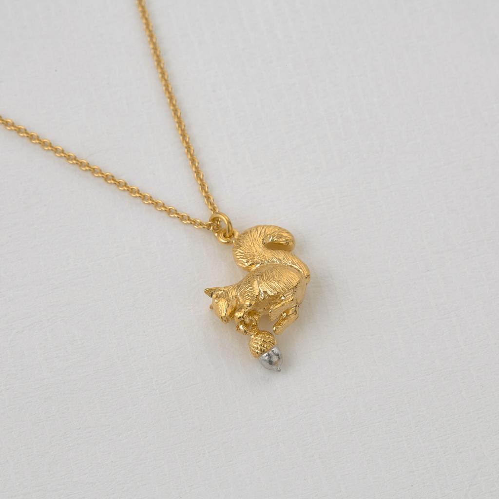 A.M. Squirrel & Acorn Necklace