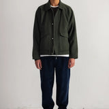 Cropped Winter Coat Olive Brushed Wool
