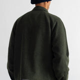 Cropped Winter Coat Olive Brushed Wool