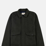 Folk Cropped Winter Coat Olive Brushed Wool.