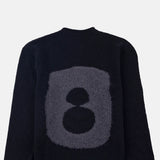 Slouch Crew Black Charcoal Cast Intarsia