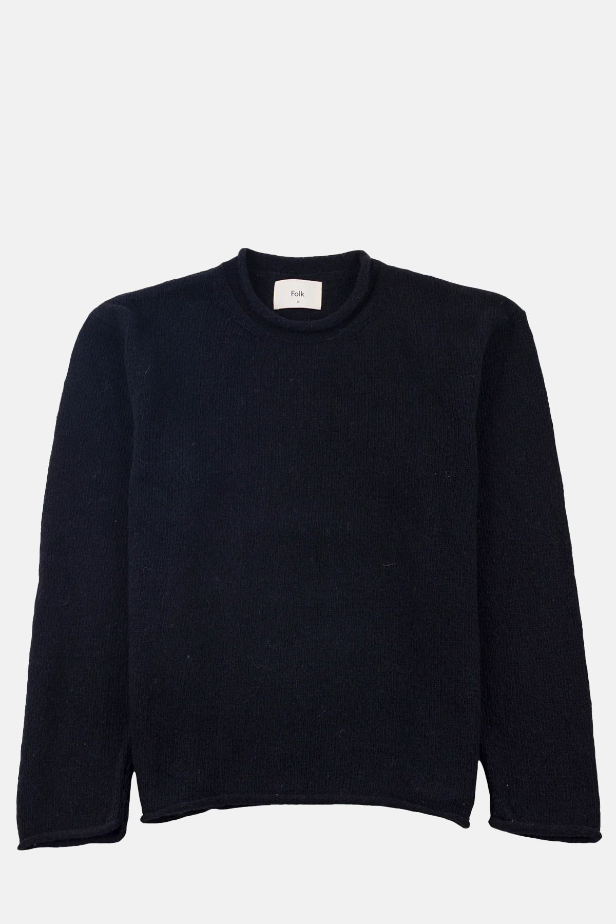 Folk Slouch Crew Black Charcoal Cast Intarsia.