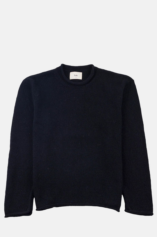 Slouch Crew Black Charcoal Cast Intarsia