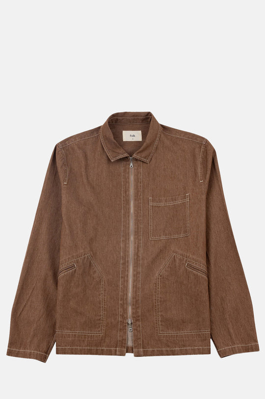 Zip Overshirt Mink Twill Denim